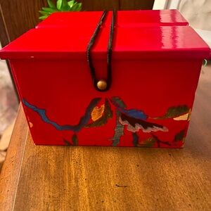 Red Cushioned designed floral jewelry box